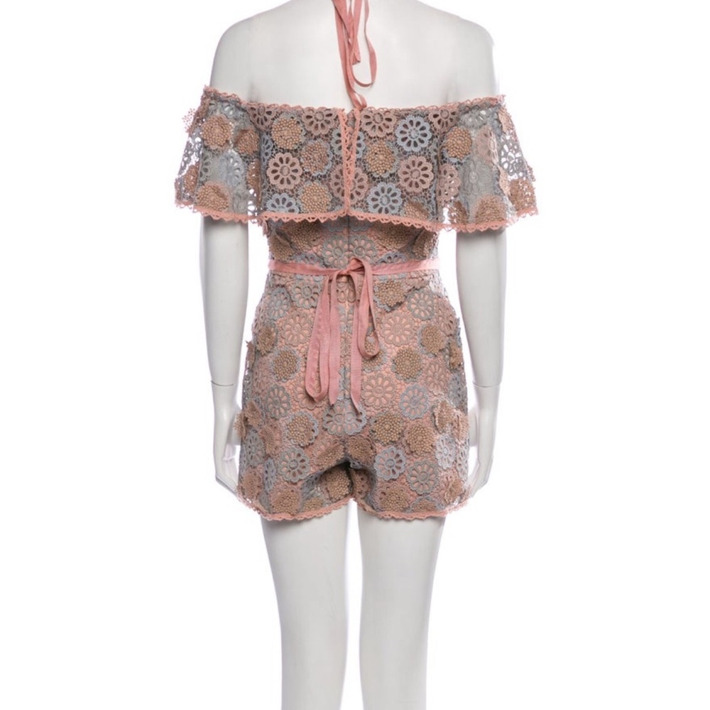 Alexis Textured Patterned Halter Neck Off-The-Shoulder Romper Size Small - Picture 4 of 17